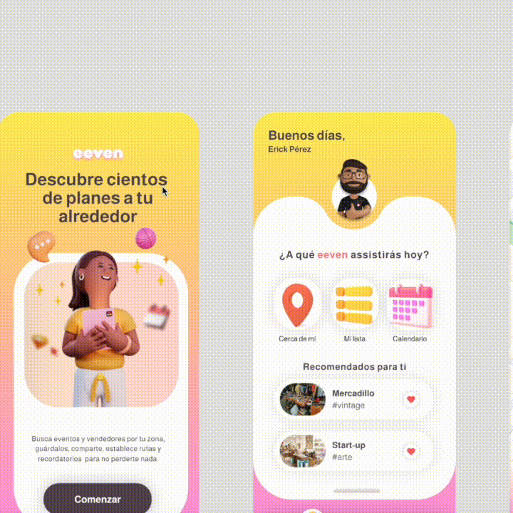 Animación de la app de Eeven